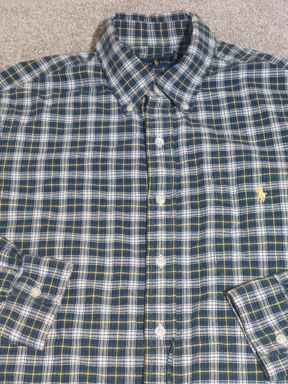 Ralph Lauren All Cotton Long Sleeve Plaid Button-Down Shirt Size L